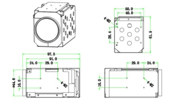 2MP Auto IR Cut B/W 1/2.8" CMOS Sensor 26X IP Zoom Block Camera Module