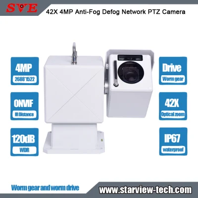 42X 4MP Anti-Fog Onvif Vigilancia Impermeable IP67 Seguridad Worm Gear y Worm Drive IP Red PTZ Cámara